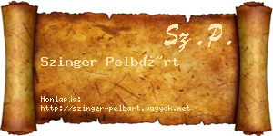 Szinger Pelbárt névjegykártya
